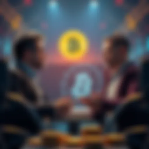 Two Bitcoin investors discussing market strategies and price predictions for BTC