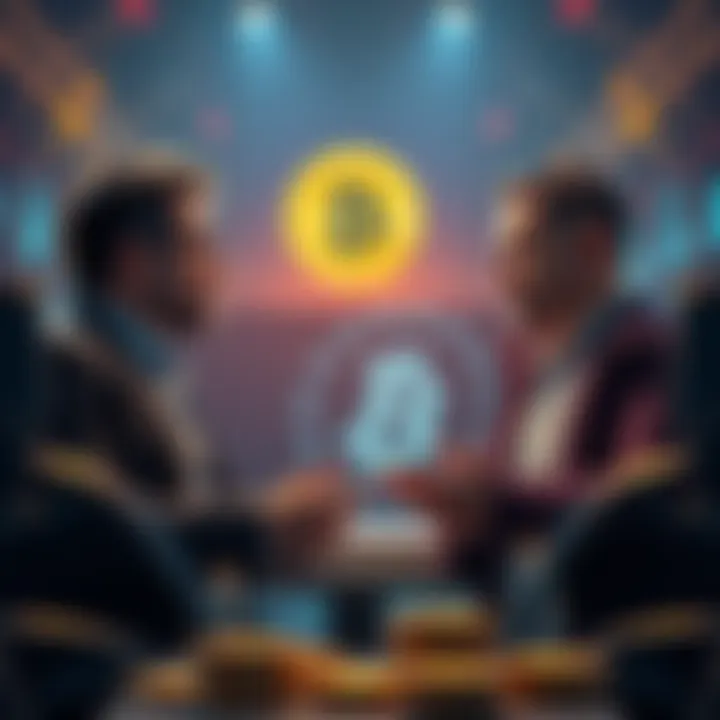 Two Bitcoin investors discussing market strategies and price predictions for BTC