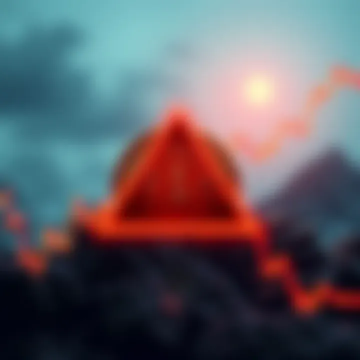 Graph showing Bitcoin's price dropping sharply, with a warning signal overlay