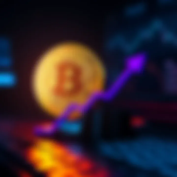 A graphic showing the Bitcoin logo with a downward trend arrow, symbolizing market dips and hesitance to buy during price drops.