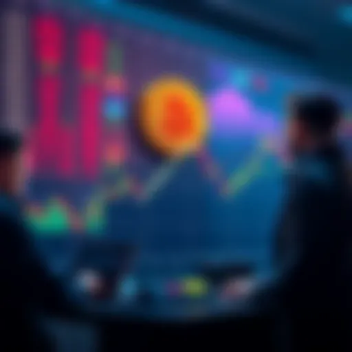 Chart showing Bitcoin price trending downward towards $45,000 with traders analyzing market data