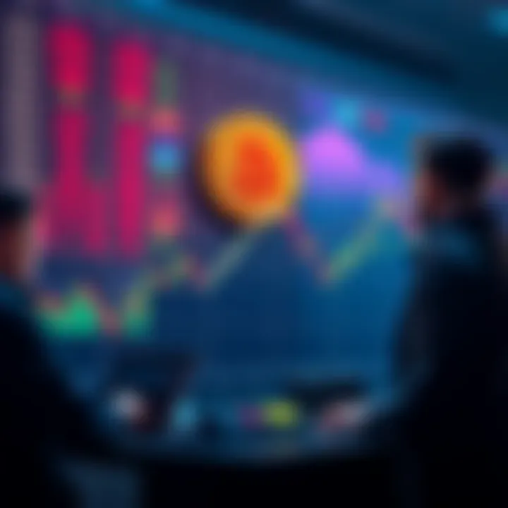 Chart showing Bitcoin price trending downward towards $45,000 with traders analyzing market data