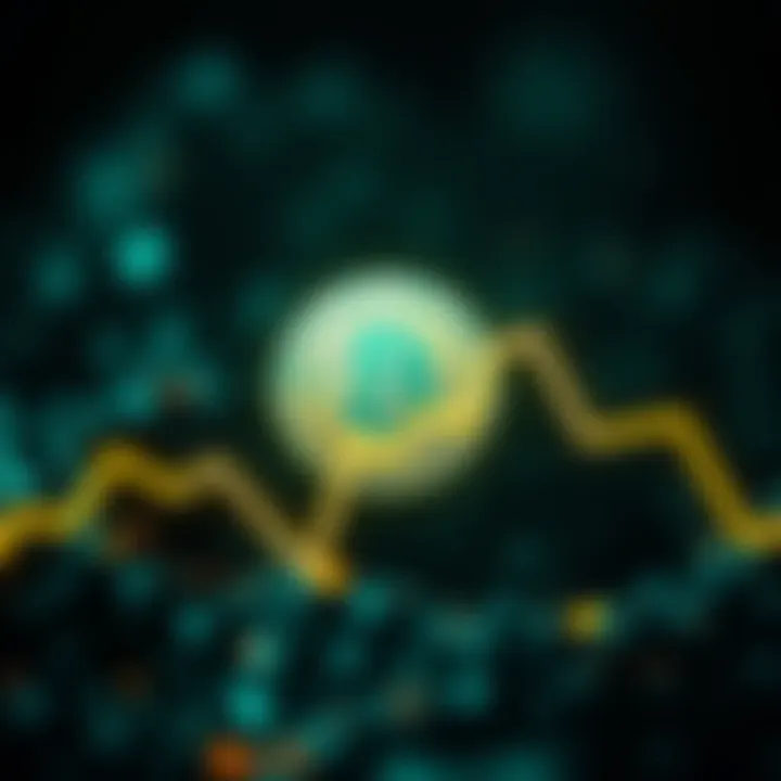 A graphic showing the Bitcoin logo with a downward trend line, symbolizing the recent decline in value