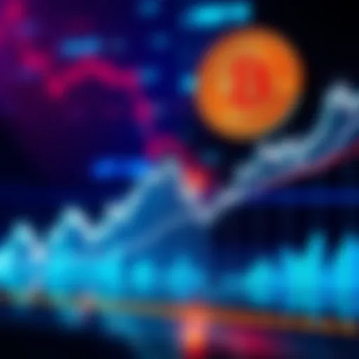 Graph showing Bitcoin's price drop by 50%, with a line moving downwards on a chart.