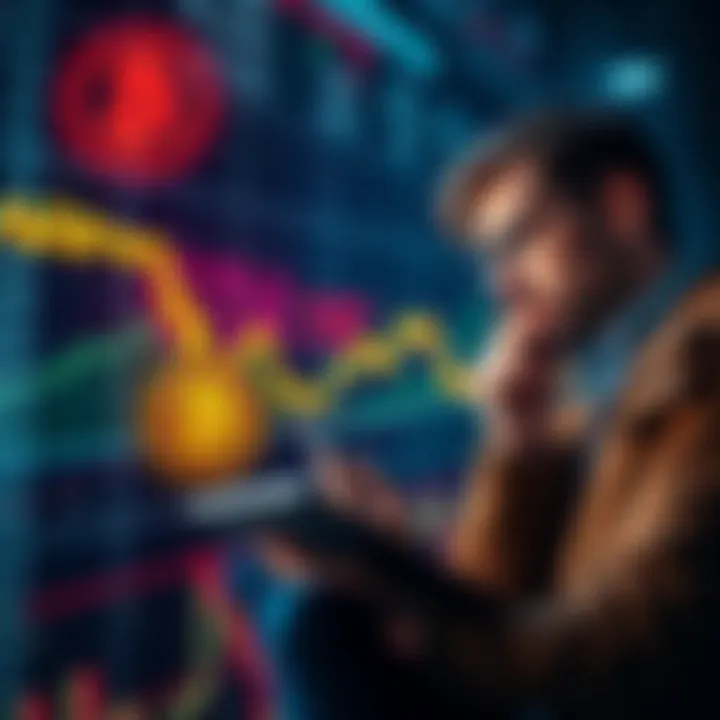 Bitcoin Price Drop A graph showing a downward trend in Bitcoin prices with a worried investor analyzing the data