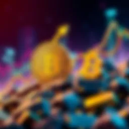 Bitcoin symbol rising as gold symbol drops, reflecting the shift in investor interest after a trade deal.