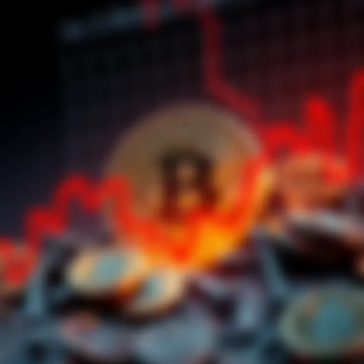 A dramatic drop in Bitcoin price below $90,000, with a digital currency graph showing a downward trend and dollar signs around it.