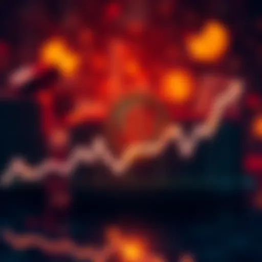 Graph showing Bitcoin price trend towards $10,000 by 2027 with currency symbols in the background