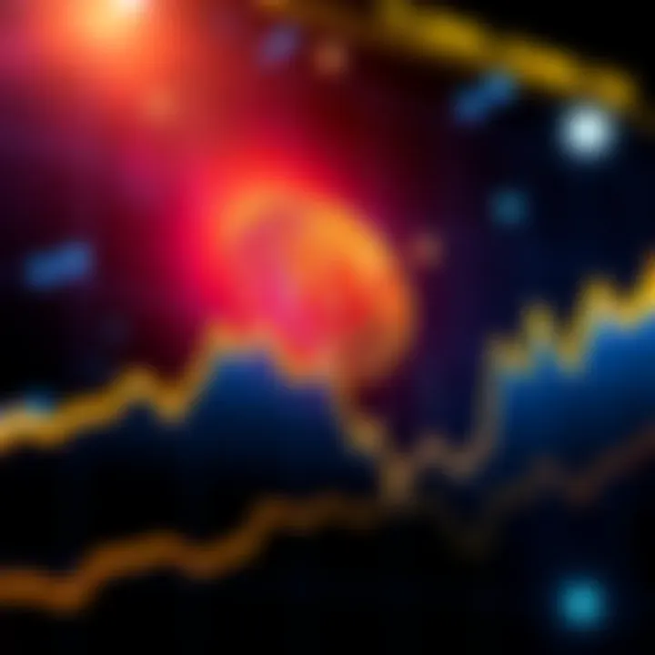 A line chart showing Bitcoin's price trends with an upward trajectory, symbolizing predictions of its rise to $1 million.