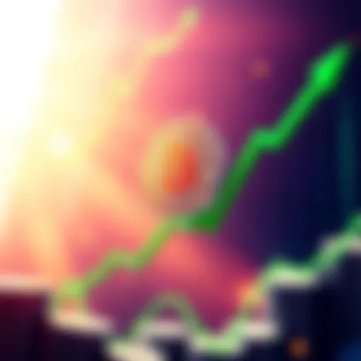 A graph showing Bitcoin price increasing towards 80k, with green upward arrows and a bright background representing optimism in the market.