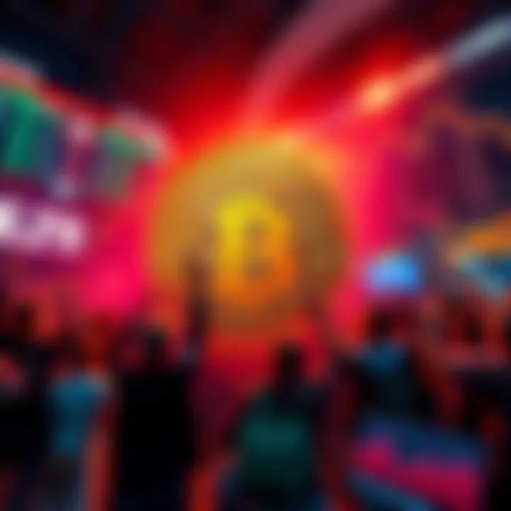 Representation of Bitcoin's value rising past $69,000 with a graphic chart and enthusiastic traders