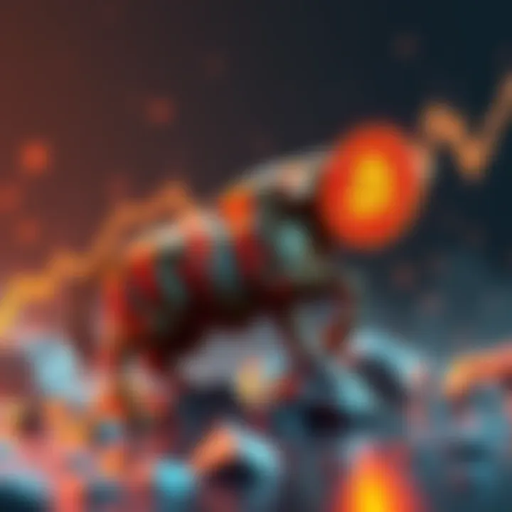 A graphic showing Bitcoin rising with a bull icon, symbolizing strong market sentiment and potential price increase.