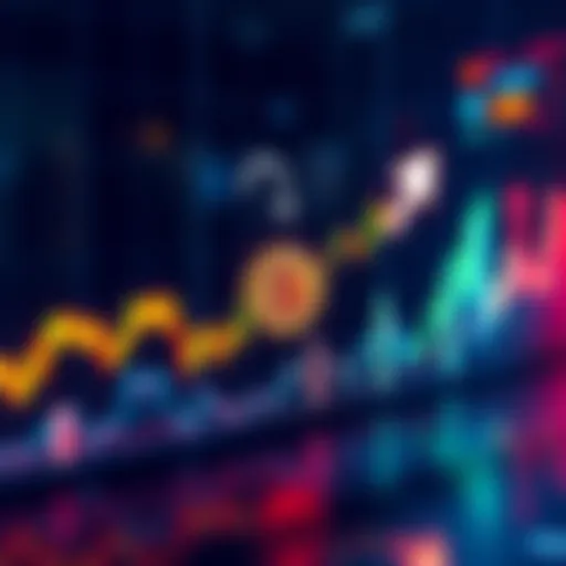 Graph showing Bitcoin's price trend with an upward arrow, indicating a bullish market. Investors are excited about potential gains.