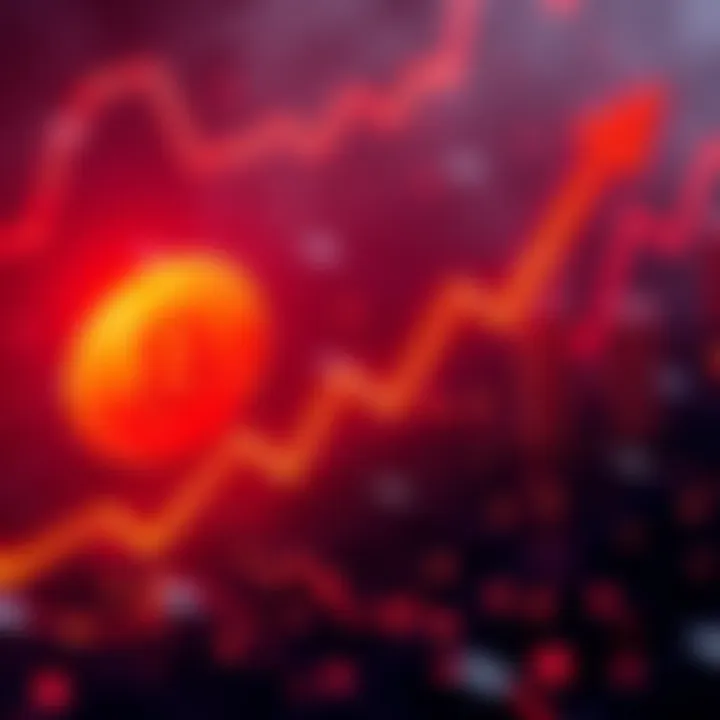 Graph showing Bitcoin price soaring to $87,000 with upward trend arrows