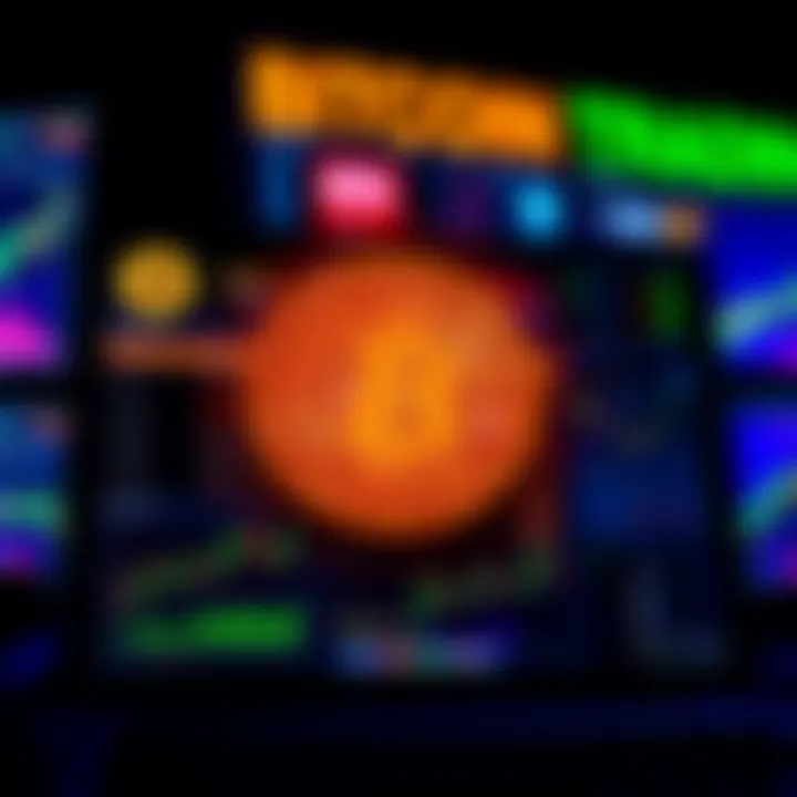 A montage showing different platforms for tracking Bitcoin prices like CoinMarketCap and TradingView on computer screens