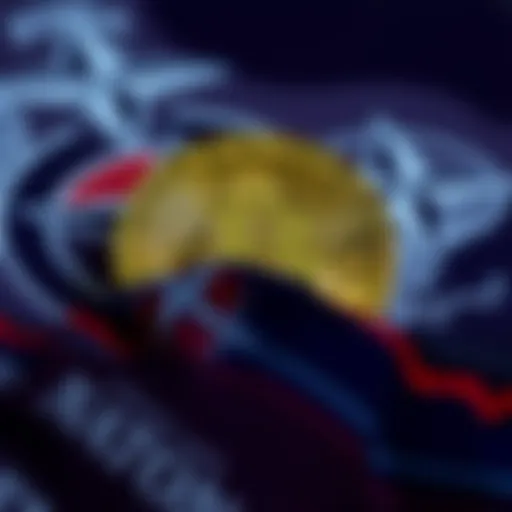 Bitcoin graphic showing prices increasing with a background of a NATO logo and Greenland map