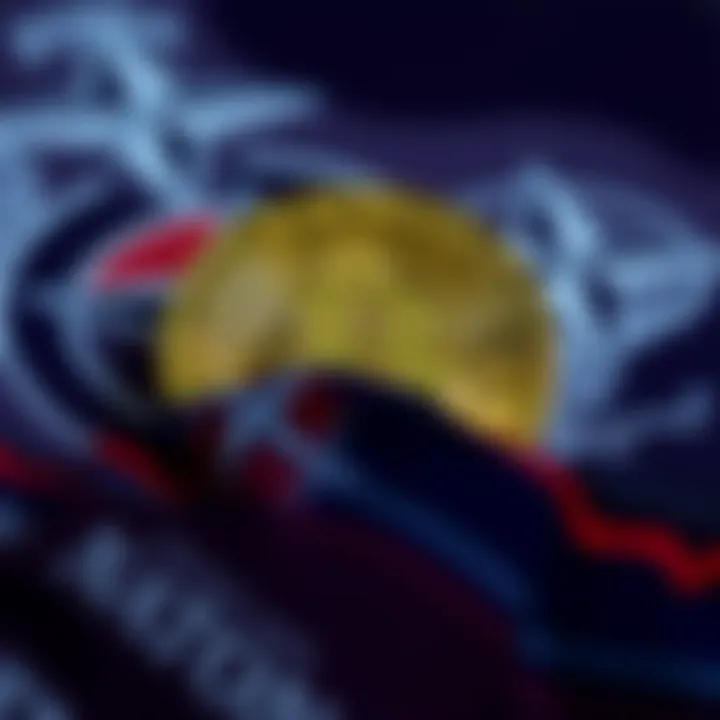 Bitcoin graphic showing prices increasing with a background of a NATO logo and Greenland map