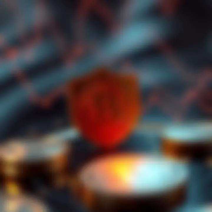 A representation of Bitcoin transactions with a shield symbol indicating privacy and security.