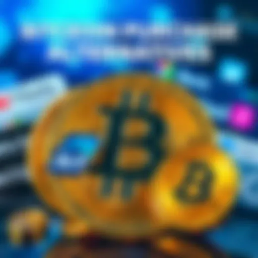 Graphic showing different bank logos and a Bitcoin symbol, representing options for buying Bitcoin despite bank transfer issues.