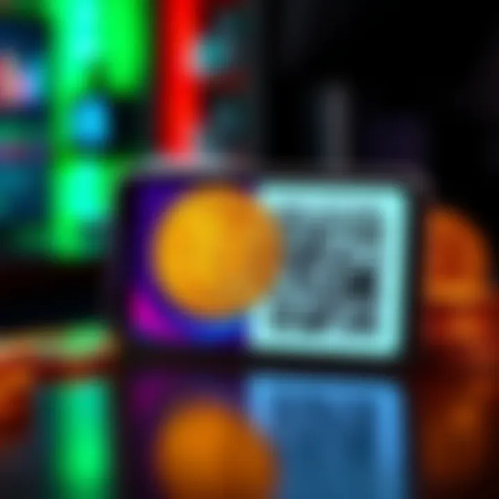 Bitcoin Purchase Concept A smartphone displaying a QR code next to Bitcoin symbols, representing buying Bitcoin without ID.