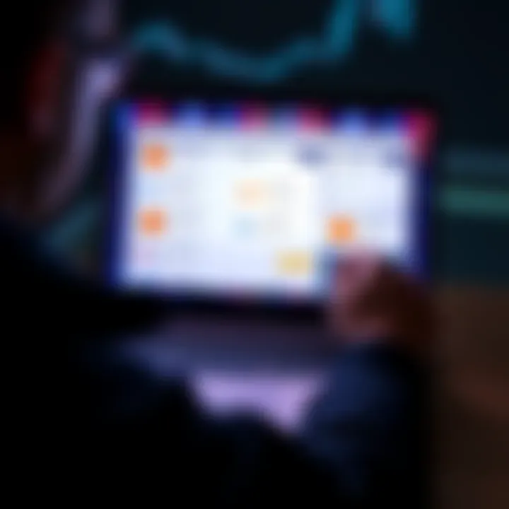 A person looking at a laptop with various Bitcoin purchase platforms displayed on the screen, considering options for a one-time BTC buy.