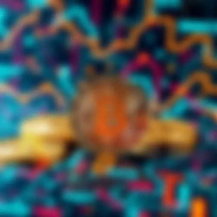 A visual representation of Bitcoin symbols against a backdrop of quantum computing graphics, highlighting the conflict between cryptocurrency and emerging technology.