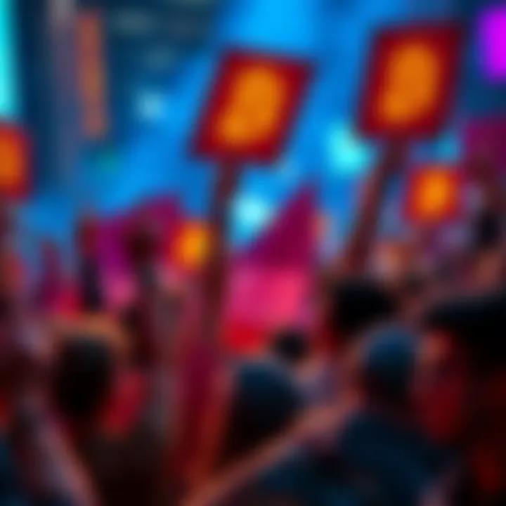 Bitcoin Rally Group of Bitcoin enthusiasts holding signs and cheering for BTC price increase