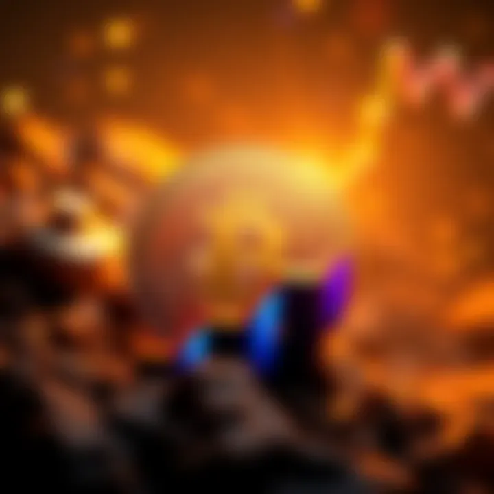 A digital representation of Bitcoin's logo with a rising graph, symbolizing its achievement of reaching 1 BTC.