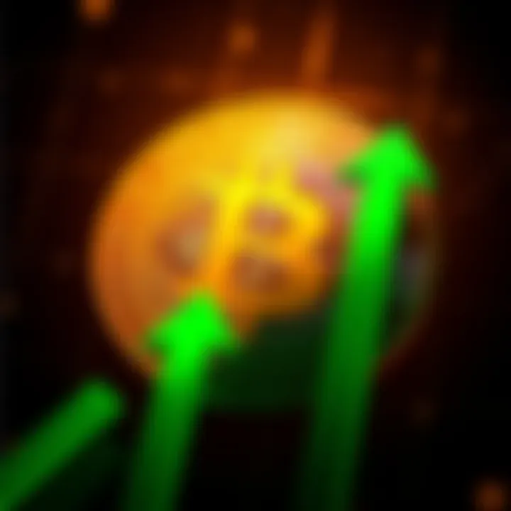 Bitcoin Symbol with Recovery Arrows A Bitcoin symbol with green upward arrows representing recovery and growth after setbacks.