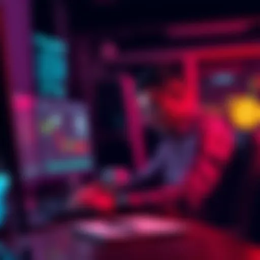 A person sitting at a desk with a computer, looking contemplative while reviewing Bitcoin charts and notes