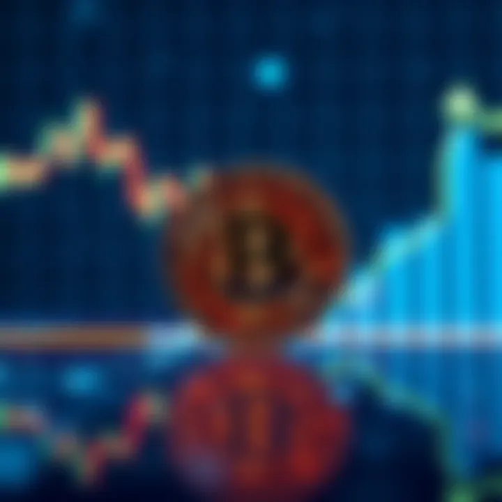 A Bitcoin symbol with a rising graph in the background, showing recovery signs in price.