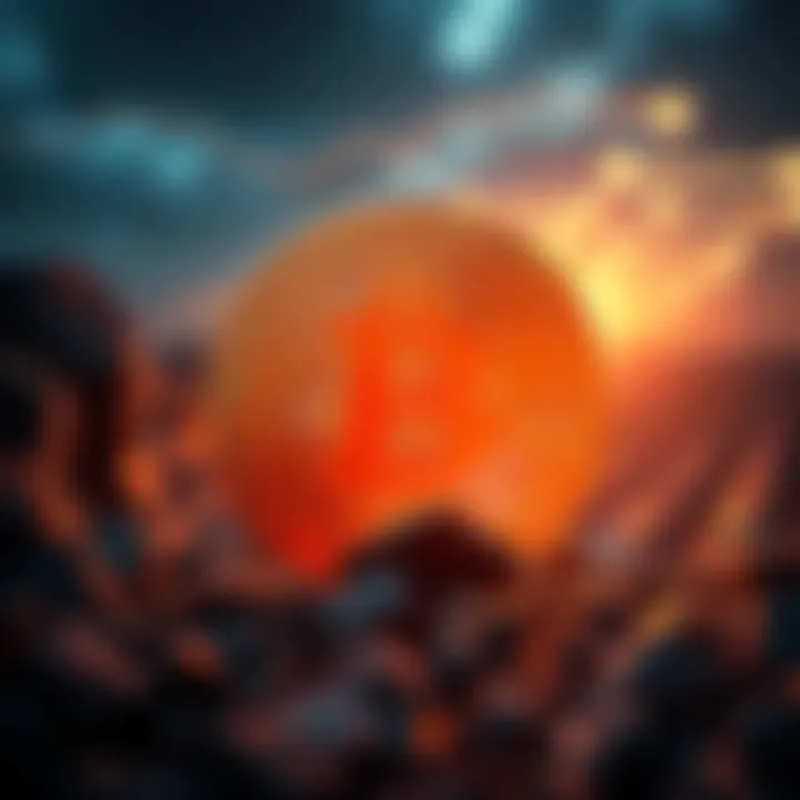 A strong Bitcoin symbol against a backdrop of economic challenges and energy issues.
