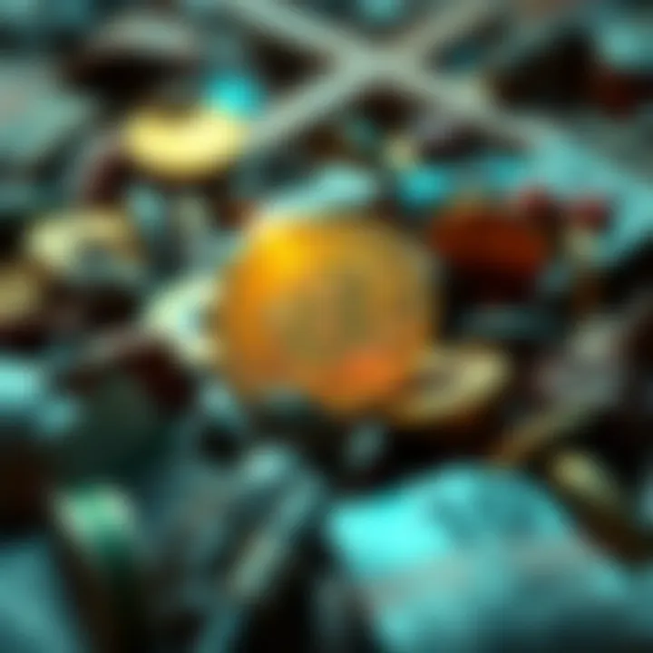 A Bitcoin coin shining brightly among faded currencies, representing its strength and longevity against skepticism.