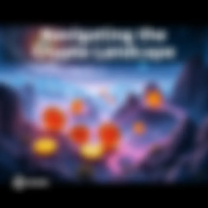 A sleek, digital landscape depicting Bitcoin symbols and learning resources for beginners