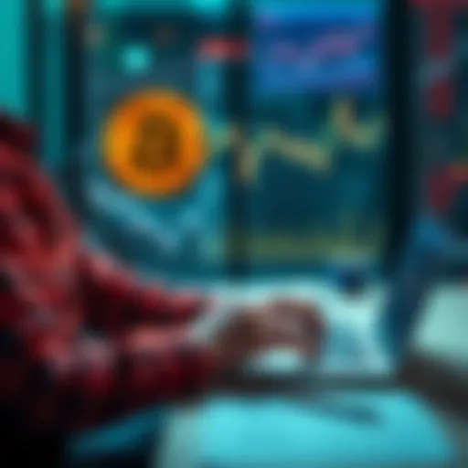 A person calculating Bitcoin investment for future retirement planning with charts and a laptop