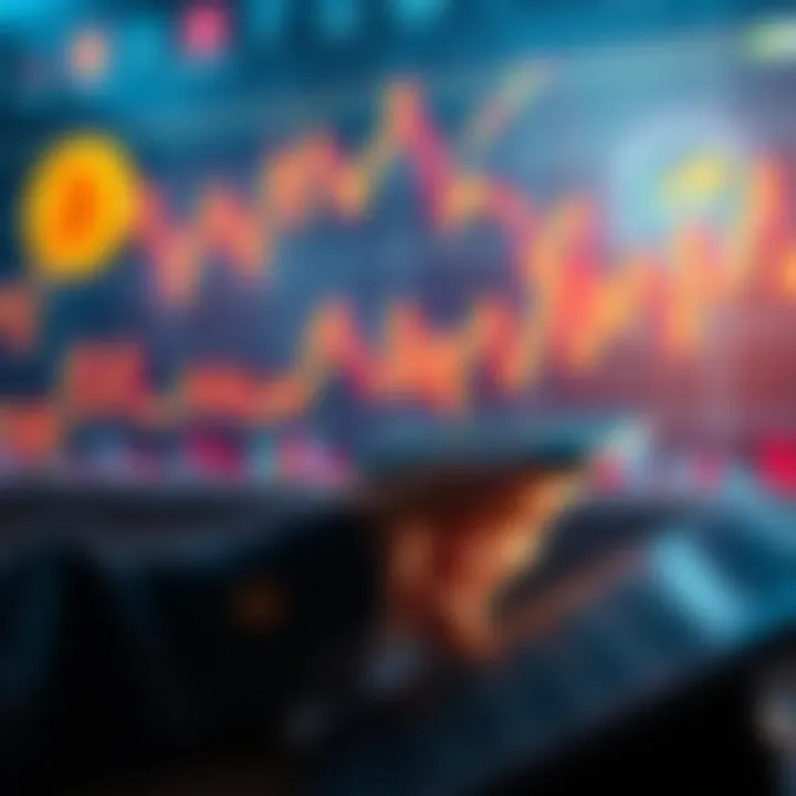 A person calculating retirement savings with Bitcoin charts in the background