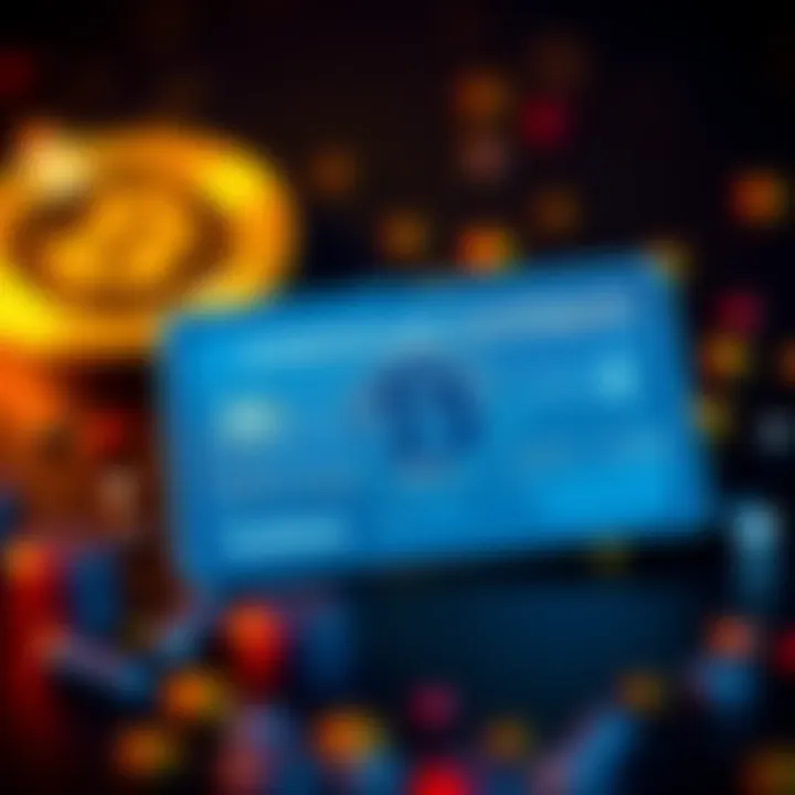A credit card with Bitcoin logo representing the partnership between American Express and Coinbase.