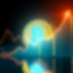 Bitcoin symbol surrounded by a graph showing an upward trend, symbolizing its growth and popularity in finance.