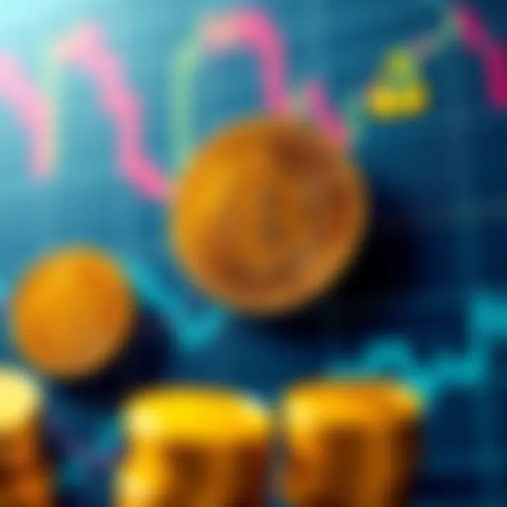 Bitcoin Rising Amid Market Pullbacks Bitcoin symbol with upward trend line on a chart, contrasting with falling gold and silver symbols