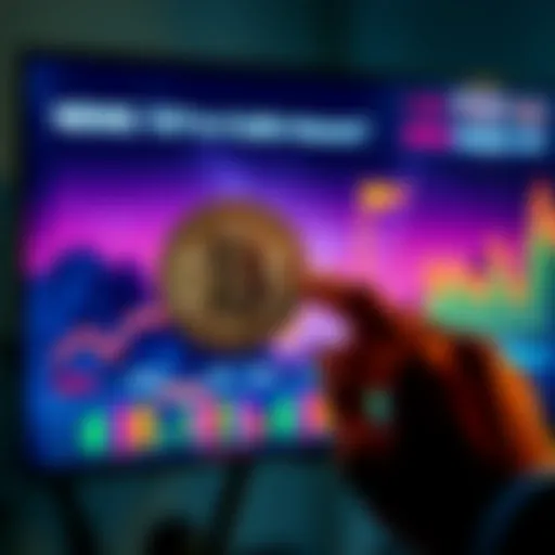 A person holding a Bitcoin in one hand while looking at a news screen showing geopolitical tensions, symbolizing investment shifts.