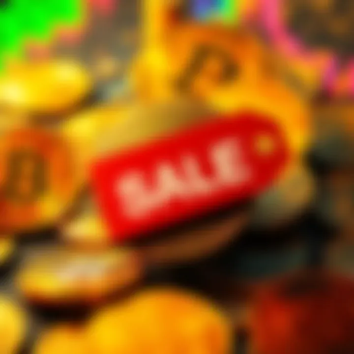A graphic showing Bitcoin symbols with a sale tag, symbolizing a buying opportunity as market interests shift.
