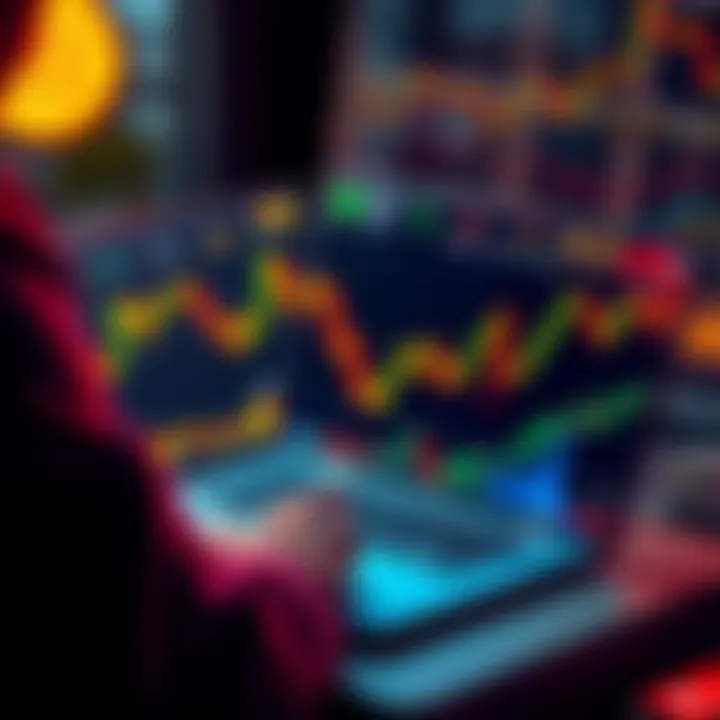 Bitcoin Sales Timing A person analyzing Bitcoin charts on a laptop, considering when to sell their investment.