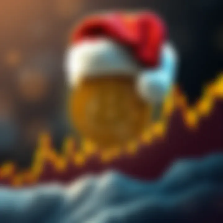A Bitcoin chart showing an upward trend decorated with a Santa hat, symbolizing a potential price surge this December.
