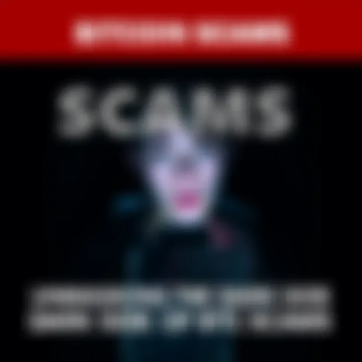 A person looking worried while checking their phone for Bitcoin scam alerts, with a dark background illustrating the danger of scams.