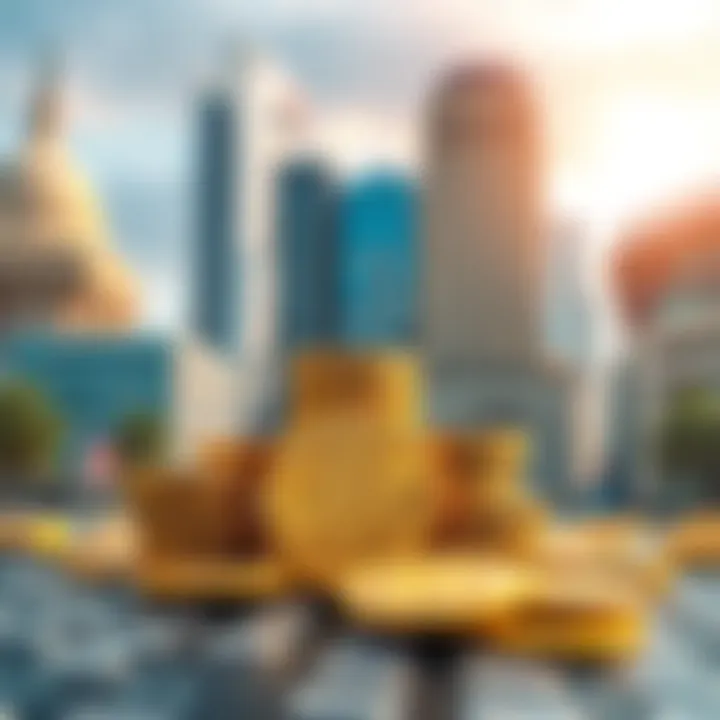 A graphic showing Bitcoin coins stacking up with a background of major companies and government buildings, highlighting the increasing difficulty for people to own Bitcoin