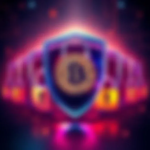 Illustration of seven levels of Bitcoin security, featuring shields and locks representing protection strategies for digital assets