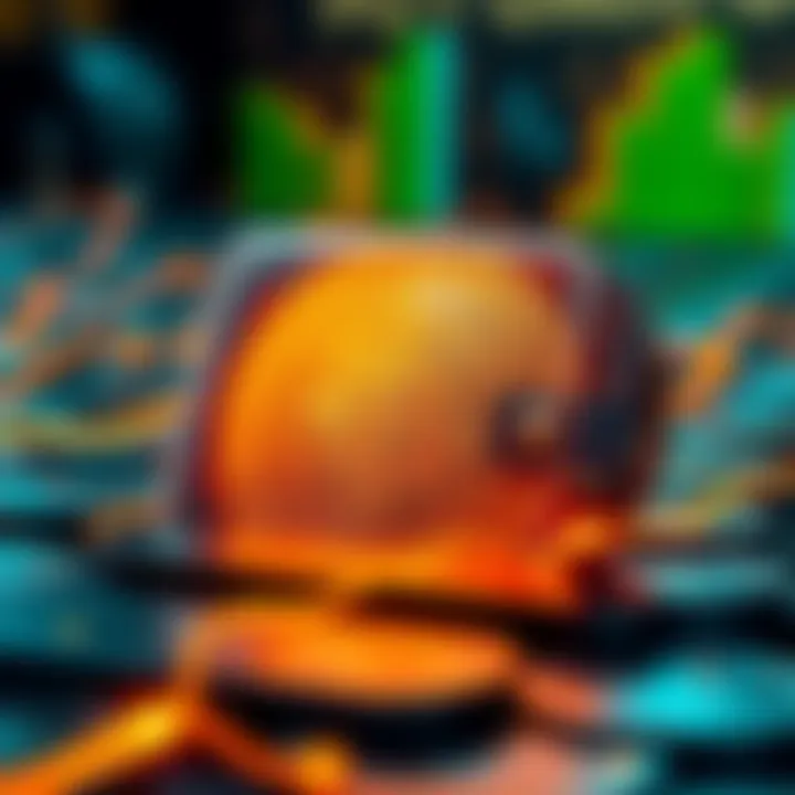 A visual representation of cold storage solutions for Bitcoin, showcasing a secure hardware wallet with digital currency symbol.