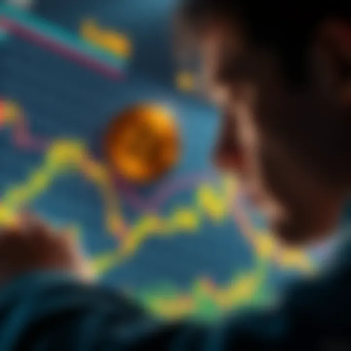 A person looking at a Bitcoin graph with a worried expression, highlighting the market's high greed level.