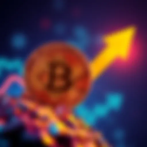Bitcoin symbol with an upward arrow indicating price rise to $82,000