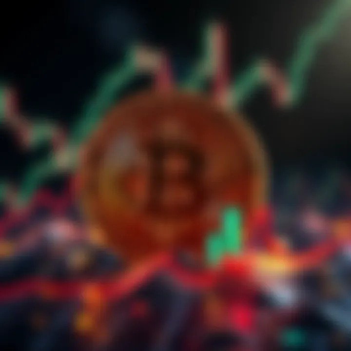 Visual representation of Bitcoin as a stablecoin, showing a coin symbol with stability graphs